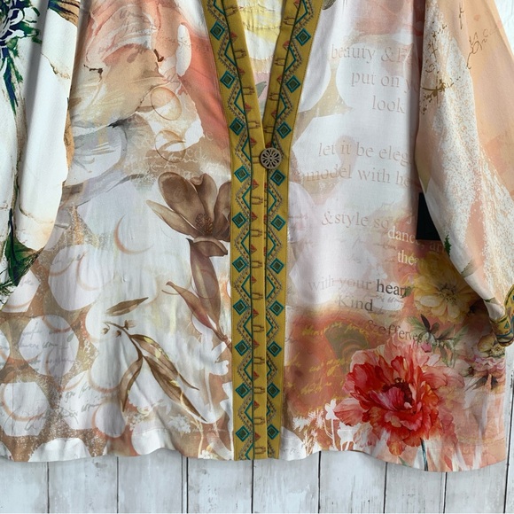 John Mark Women’s Floral Embroidered Boho Sequins Kimono Cardigan Size 1X NWT - Picture 4 of 15